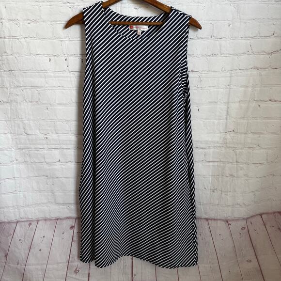 Jude Connally navy blue and white diagonal stripe Melody shift dress Size Large - Picture 1 of 6